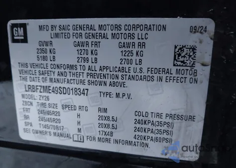 2025 Buick Envision Avenir Awd from USA, damaged, VIN LRBFZME49SD018347